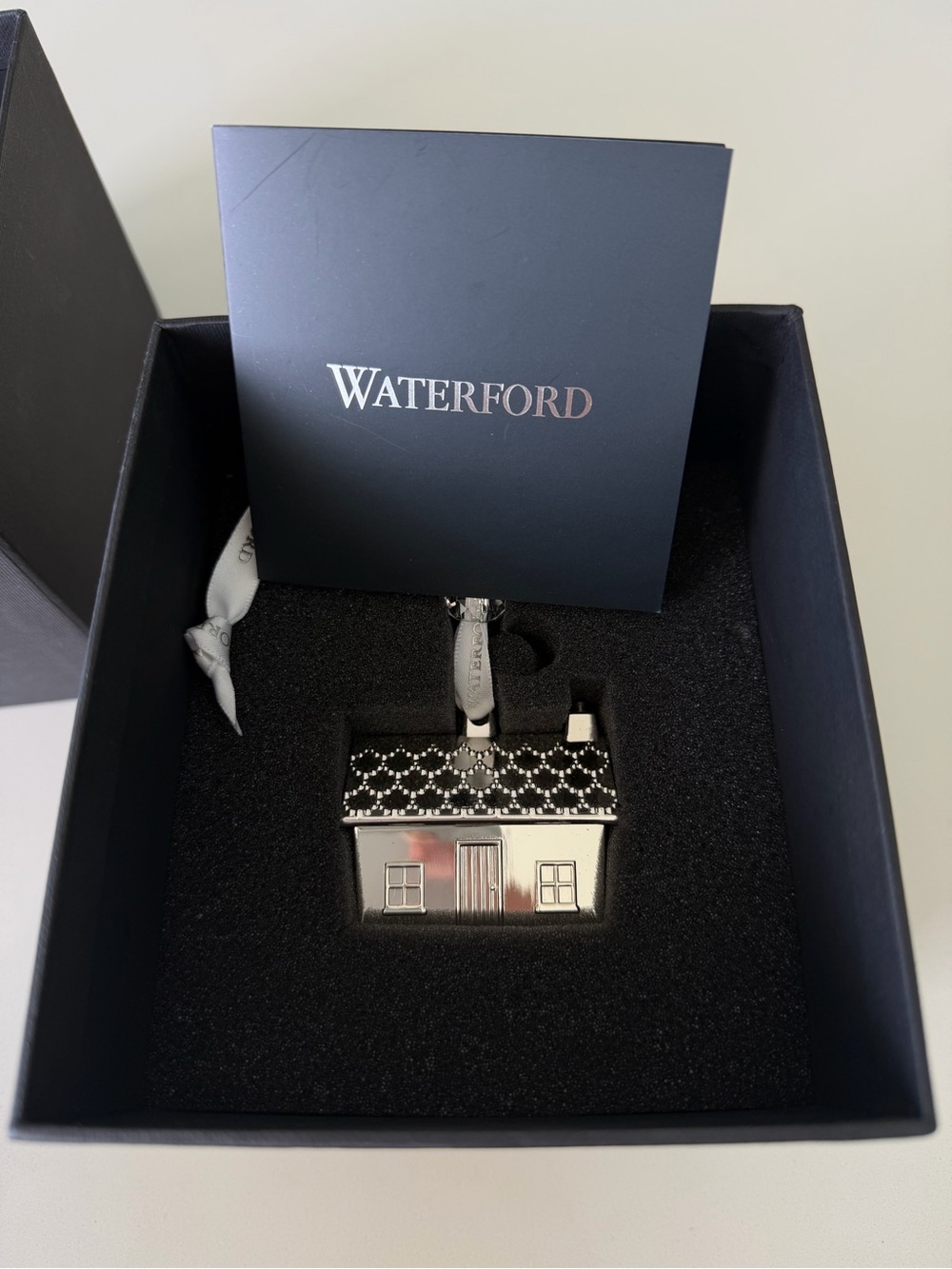 Waterford Silver House Ornament with Patterned Roof - New in box - never used